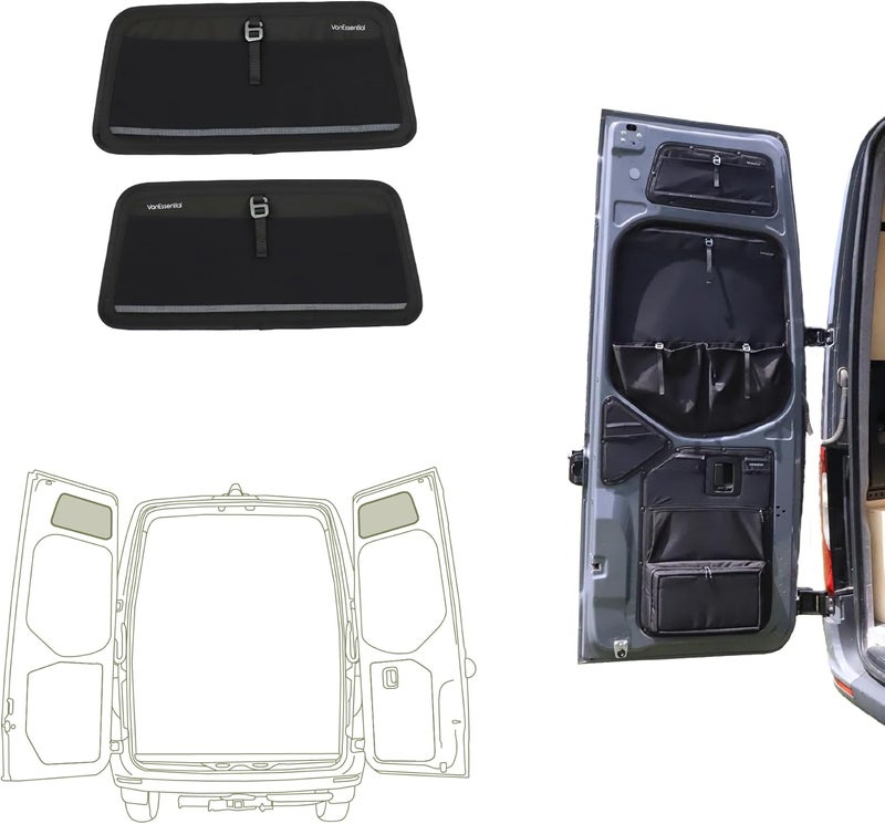 VanEssential Rear Door UPPER Storage Panels (Pair) Designed for Mercedes-Benz VS30 & NCV3 (Van Years 2007 to Current Model) - Image 1